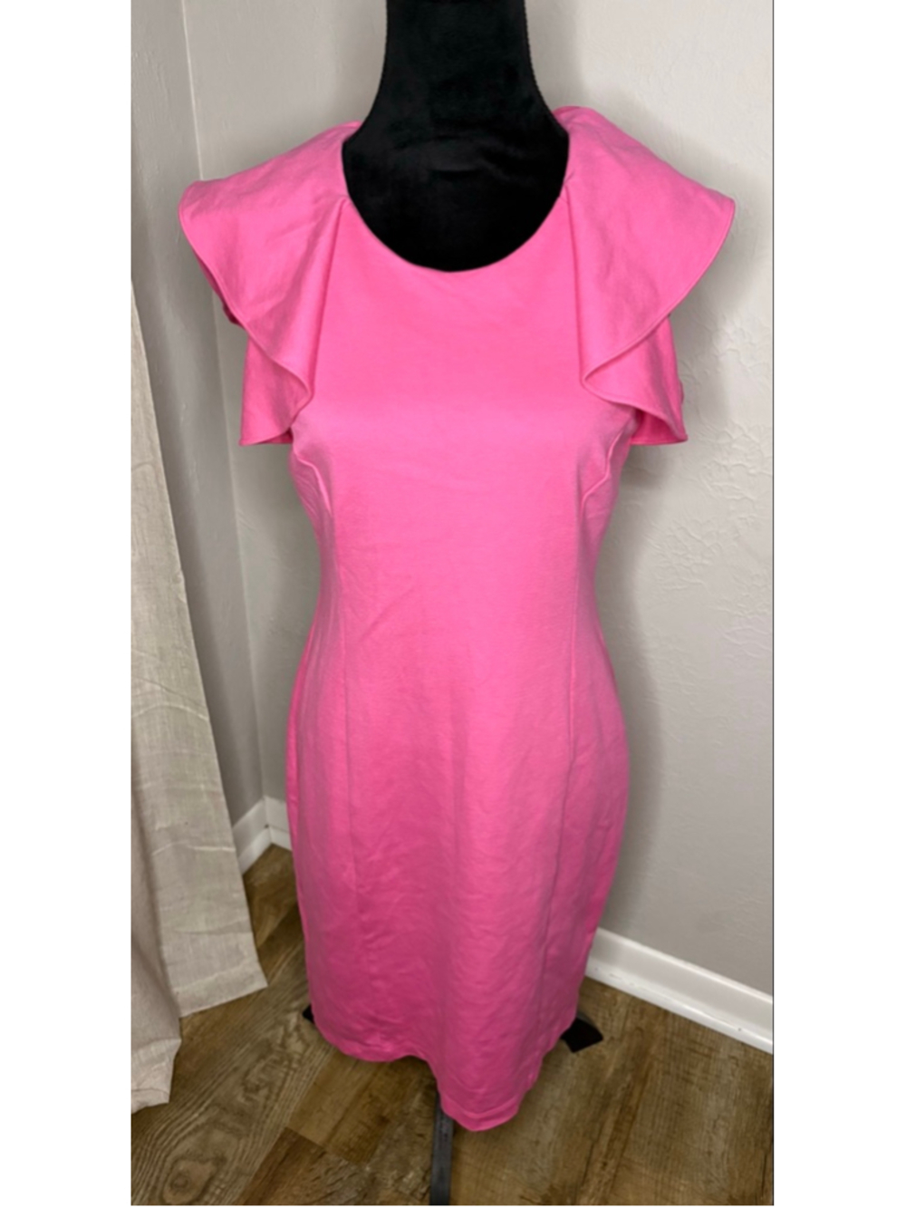 Lands' End Pink Ruffle Sleeve Sheath Dress Size 6